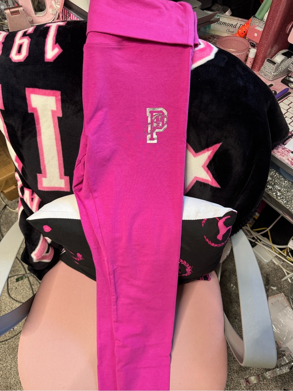 PINK Victoria's Secret Hot Pink Leggings with Logo